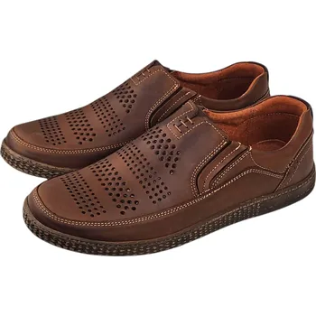 Pánské polobotky D 332/P - 11 pánské hnědé letní zdravotní polobotky s perforací 42