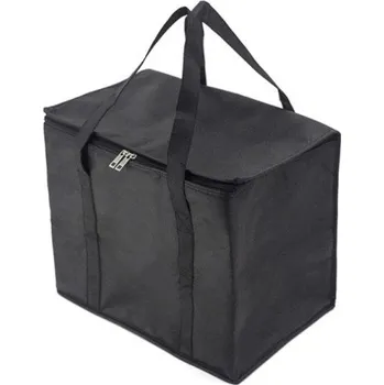 Skládací termo taška 33x25x25 cm Přenosná izolační taška Neutrální barva Obědová taška na jídlo Nápoje Piknik Cestování Do práce černá