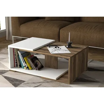 Konferenční stolek Konferenční stolek MOLONG 70x35 cm, matná bílá a vlašský ořech