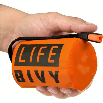 Spacák Nouzový mylarový spací pytel 210 x 90 cm Bivakovací přikrývka do extrémních podmínek Přežití v přírodě Skládací s píšťalkou oranžová