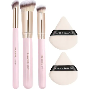 Kosmetický štětec Štětce na make up pro korektor a oční stíny | kosmetické potřeby 3+2 ks - Růžový