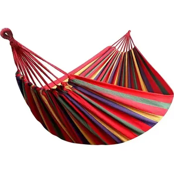 Zahradní nábytek Venkovní plátěná houpací síť 200 kg Nosnost Přenosná závěsná látková houpací postel pro zahradu Kempování Relaxace Balkon Terasa červená