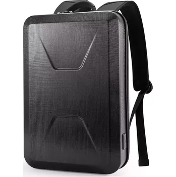 Městský batoh BANGE skořepinový batoh s USB + zámek Černý 14L