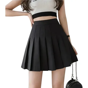 Dámská sukně Dámská mini skládaná sukně s vysokým pasem Roztomilý áčkový střih Krátká plisovaná sukně Elegantní letní módní oblečení černá XL