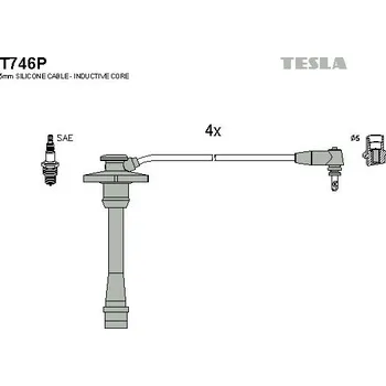 Zapalovací kabel Sada kabelů pro zapalování TESLA T746P