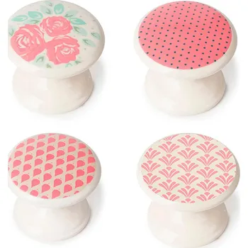 Komoda Klika na dveře Rei m4 Kulatý Růžová Kov 4 kusy (Ø 33 x 27 mm)