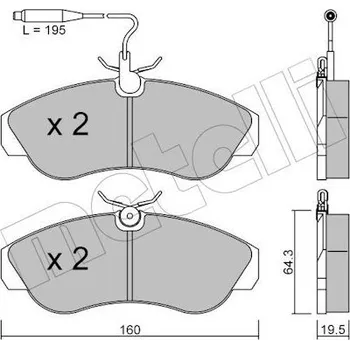 Brzdová destička Sada brzdových destiček, kotoučová brzda METELLI 22-0155-0