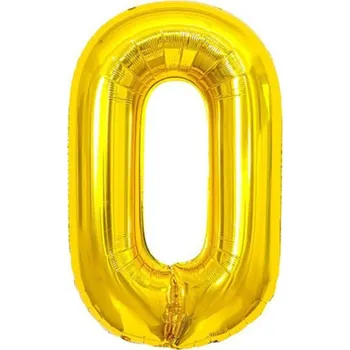 Balónek Fóliový balónek Číslice 0 k narozeninám 100 cm Zlatý Velký XXL 40" VivaParty