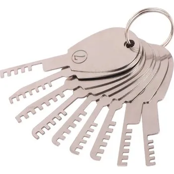 Visací zámek Sada nerezových hřebenových zámků 9v1 7x2,7 cm Nástroje pro opravu zámků Bezpečnostní výcvik Stříbrná ocel Kompletní sada nástrojů