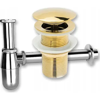 Sifon SADA: ZLATÁ ZÁTKA KLIK-KLAK BEZ PŘEPADU + UMYVADLOVÝ SIFON K UMYVADLU