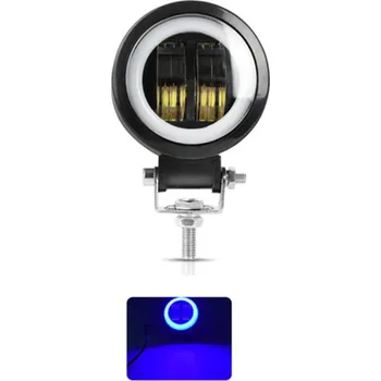 Osvětlení pro motocykl Pracovní světlo 2LED 20W 16800 lm Kulaté svítidlo IP68 s PC čočkou Hliníkové tělo Nerezový držák Exteriérové LED osvětlení vozidel modrá