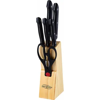 Kuchyňský nůž Sada kuchyňských nožů se stojanem San Ignacio Dresde SG-4161 Černá Nerezová ocel (7 ks)
