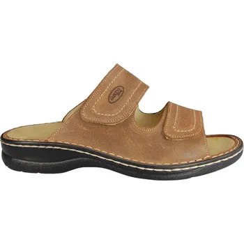 Pánské pantofle 1630 - 006 pánské kožené nazouváky pro širokou nohu 42