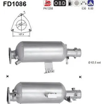 Filtr pevných částic Filtr sazových částic, výfukový systém AS FD1086