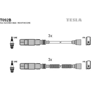 Zapalovací kabel Sada kabelů pro zapalování TESLA T092B