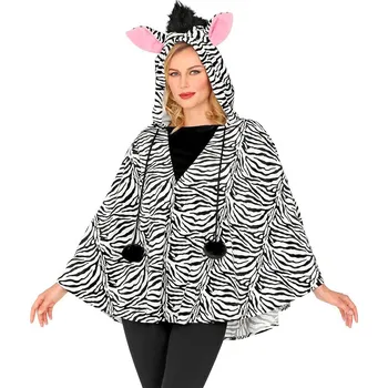 Karnevalový kostým Poncho s kapucí Zebra - Univerzální velikost