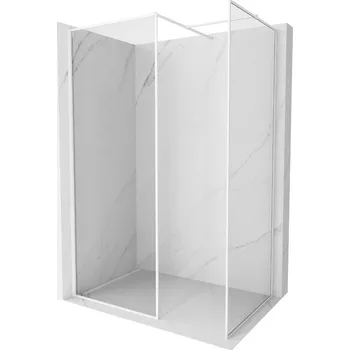 Mexen Kioto-F sprchová stěna Walk-in s rámem 150 x 105 cm, transparentní 8 mm, bílá - 800-150-202-04-20-105 Sprchové stěny