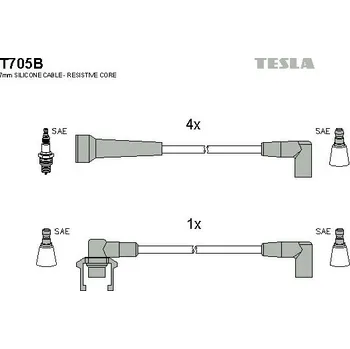 Zapalovací kabel Sada kabelů pro zapalování TESLA T705B