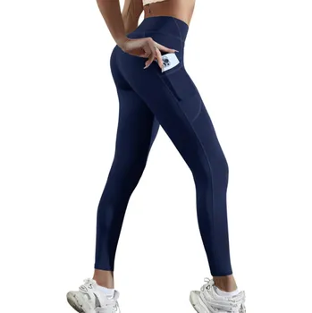 Dámské legíny Dámské legíny s vysokým pasem Push-up elastické sportovní kalhoty s kapsami Pohodlné legíny na cvičení Jóga fitness běh tmavě modrá XL