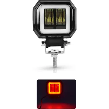 Osvětlení pro motocykl 2LED čtvercové pracovní světlo 20W 16800 lm IP68 s PC čočkou Tlakově litý hliník Nerezový držák Pro auta traktory pracovní stroje červená