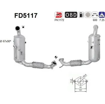 Filtr pevných částic Filtr sazových částic, výfukový systém AS FD5117