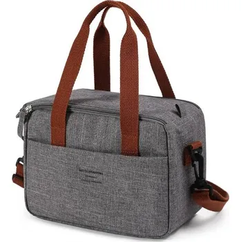 Termo taška s přihrádkami 23x13x17 cm Neutrální barva Izolační obědová taška na zip Přenosná svačinová taška Malá taška na jídlo a nápoje šedá