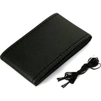 Autopotah Ručně šitý potah na volant 38 cm Umělá kůže s jehlami a nití Cop na volant Auto kryt Elegantní interiér Protiskluzový doplněk černá