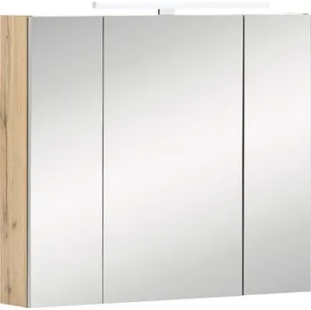 Koupelnový nábytek Zrcadlová skříňka s osvětlením Möbelpartner Karla 80 x 16 x 75 cm dub světlý