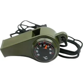 Paintballová výstroj 3v1 zelená píšťalka s kompasem a teploměrem Multifunkční survival nástroj pro kempování Turistika Venkovní přežití Výbava do přírody