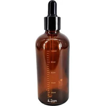 Skleněná kapátko lahvička 100ml Jantarová pipeta se stupnicí Aromaterapie Cestovní nádoba na oleje či kosmetické tekutiny
