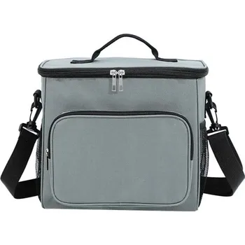 Termo taška s přihrádkami 17x26x24 cm Na zip Přenosná obědová taška Neutrální barvy Izolační taška na jídlo a nápoje Praktická organizace šedá