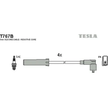 Zapalovací kabel Sada kabelů pro zapalování TESLA T767B