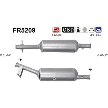 Filtr pevných částic Filtr sazových částic, výfukový systém AS FR5209