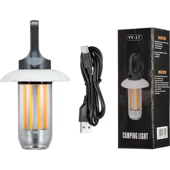 Svítilna USB dobíjecí LED kempingové světlo 13 x 7 cm Vodotěsné venkovní světlo na stanování Nouzové přenosné světlo s háčkem do přírody