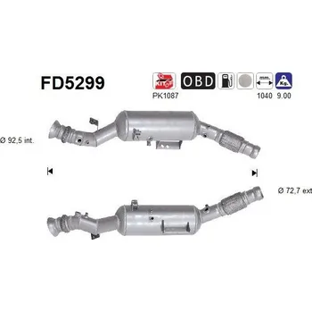 Filtr pevných částic Filtr sazových částic, výfukový systém AS FD5299