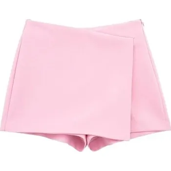 Dámské kraťasy Dámské asymetrické vintage kraťasy s vysokým pasem a bočním zipem Elegantní krátké šortky retro střihu na léto i volný čas růžová L