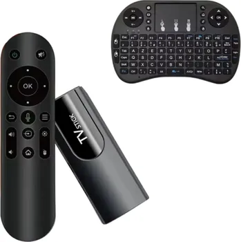 Multimediální centrum Mini TV stick Android 13 4K HDMI Google Asistent 2+16 GB Full HD Wi-Fi 2,4/5GHz s mini bezdrátovou klávesnicí 2.4G s touchpadem Domácí zábava