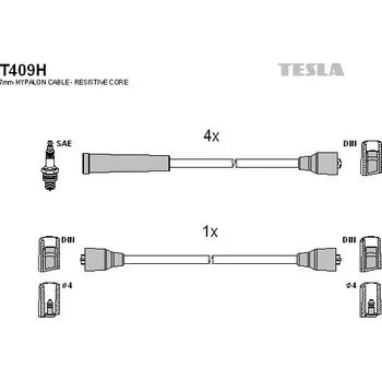 Zapalovací kabel Sada kabelů pro zapalování TESLA T409H