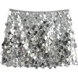 Stříbrná flitrovaná mini sukně pro ženy Vysoký pas Lesklá party sukně Třpytivý vzhled Sexy dámská sukně na večírek Silvestrovská móda XS
