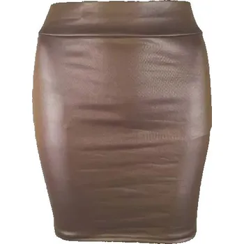 Dámské oblečení Dámská mini sukně z lesklé PU kůže Vysoký pas Upnutý střih Sexy vzhled Elegantní večerní outfit Stylová sukně pro party a klub hnědá S