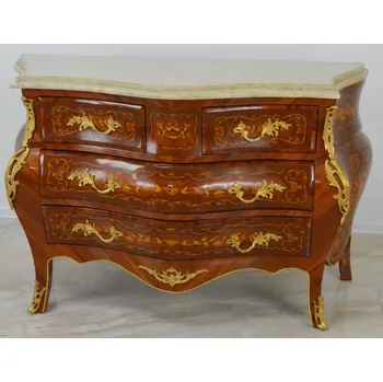 Komoda Zámecká intarzovaná komoda s mramorem - 152 cm