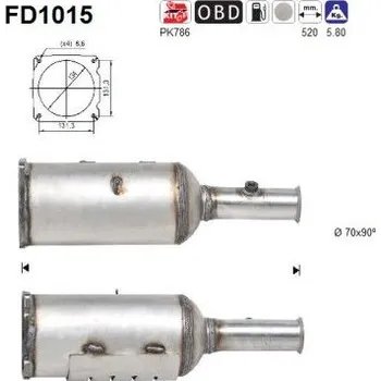 Filtr pevných částic Filtr sazových částic, výfukový systém AS FD1015