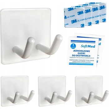 Věšák X4 HÁČEK VĚŠÁK SAMOLEPICÍ NA HOLICÍ STROJEK KLÍČE BÍLÝ