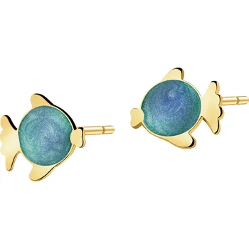 Náušnice Zlaté náušnice s smaltem– ryby - AP541-6597