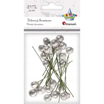 Vánoční dekorace Vánoční Baňky S třpytkami na drátku STŘÍBRNÉ Třpytky 24ks