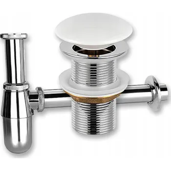 Sifon SADA: ZÁTKA KLIK-KLAK BEZ PŘEPADU KERAMICKÁ Bílá + UMYVADLOVÝ SIFON