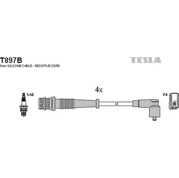Zapalovací kabel Sada kabelů pro zapalování TESLA T897B