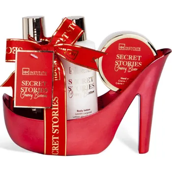 Tělový krém Dámská kosmetická sada IDC Institute Secret Stories - Cherry Blossom Bota Červená (4 Kusy)