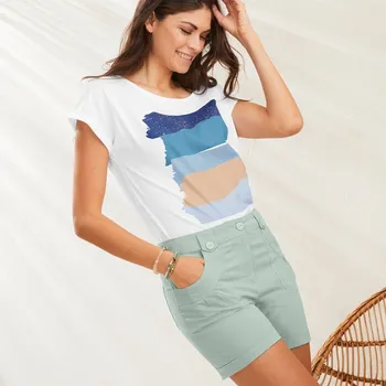 Strečové šortky s ohrnutím šedozelená 50