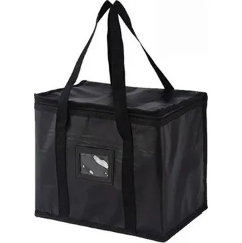 Termo taška na zip 39 x 35 x 52 cm Černá extra velká izolační chladicí taška Přenosná nákupní a obědová taška na potraviny Termotaška na pikniky a rozvoz jídla